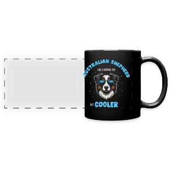 Aussie - like a normal dog but cooler turquoise - Full Colour Panoramic Mug - black - Front