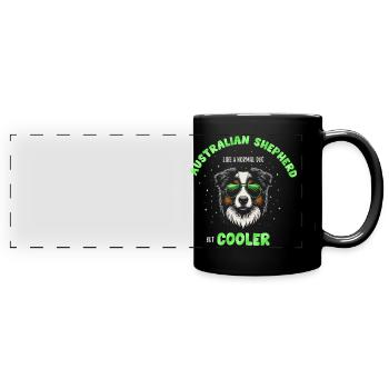 Aussie - like a normal dog but cooler green - Full Colour Panoramic Mug - black - Front