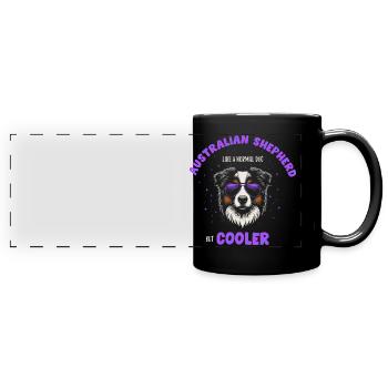 Aussie - like a normal dog but cooler purple - Full Colour Panoramic Mug - black - Front
