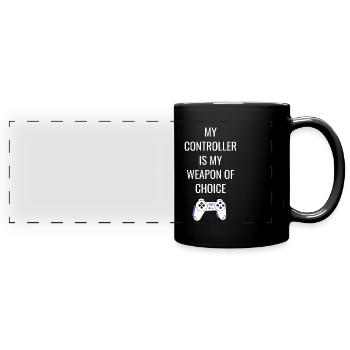 Zocken Gaming Spruch Geschenk - Panorama-Tasse farbig - Schwarz - Vorne