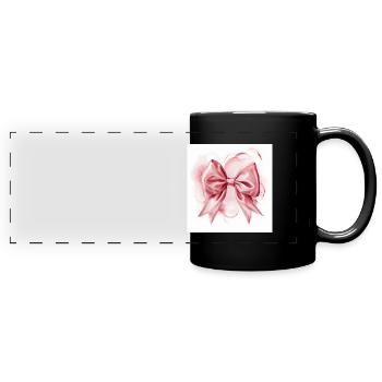 Schleife Seide Band Geschenk - Panorama-Tasse farbig - Schwarz - Vorne