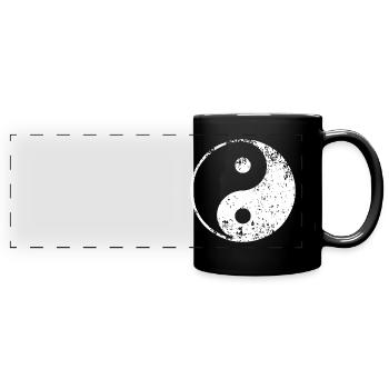 yoga yin yang white - Full Colour Panoramic Mug - black - Front