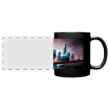 Futuritische Stadt - Panorama-Tasse farbig - Schwarz - Vorne