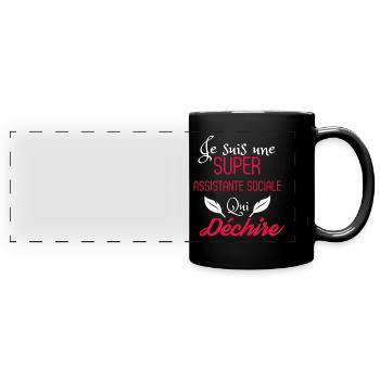 Super assistante sociale qui déchire - Mug panoramique uni - noir - Devant