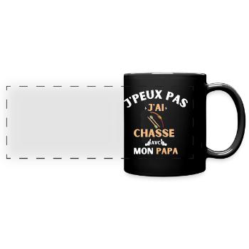 j peux pas j ai chasse avec mon papa - Mug panoramique uni - noir - Devant