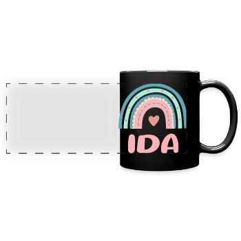 Ida Name Rainbow Baby - Full Colour Panoramic Mug - black - Front