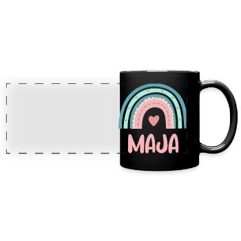 Maja Name Regenbogen Baby - Panorama-Tasse farbig - Schwarz - Vorne