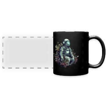 Un astronaute envahi par les plantes - Surréaliste - Mug panoramique uni - noir - Devant