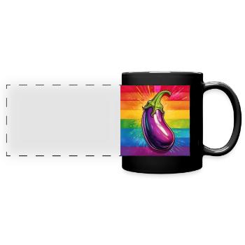 Aubergine LGBTQ - Mug panoramique uni - noir - Devant