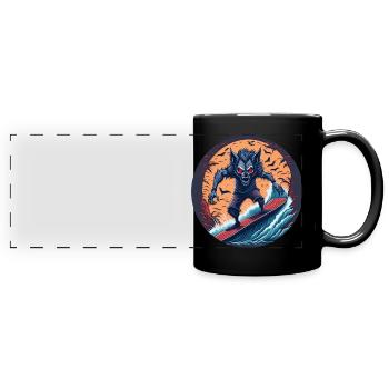 Gruseliges Halloween-partykostüm Werwolf Beim - Panorama-Tasse farbig - Schwarz - Vorne