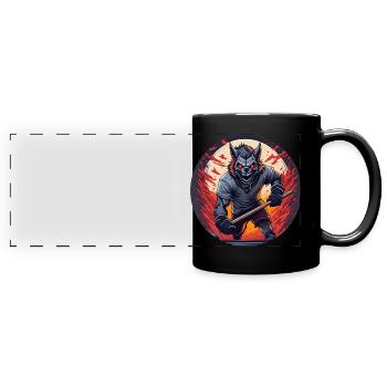 Gruseliges Halloween Party Kostüm Werwolf Feld - Panorama-Tasse farbig - Schwarz - Vorne