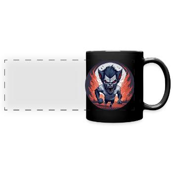 Gruseliges Halloween-partykostüm Werwolf Läuft - Panorama-Tasse farbig - Schwarz - Vorne