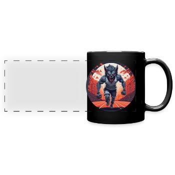 Gruseliges Halloween-partykostüm Werwolf Läuft - Panorama-Tasse farbig - Schwarz - Vorne