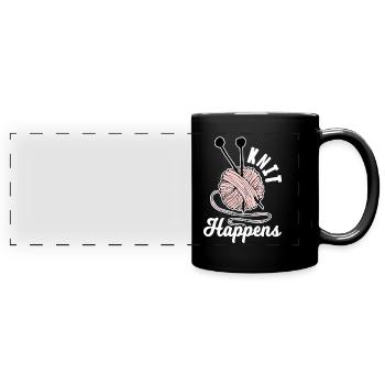 Knitting knitting needle thread - Full Colour Panoramic Mug - black - Front