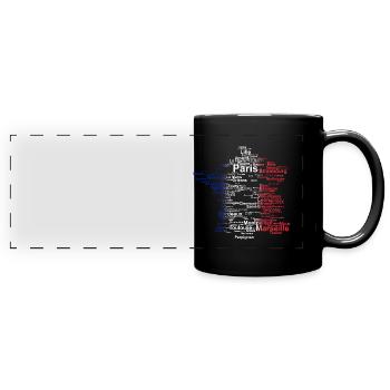 France contour villes drapeau Paris Marseille - Mug panoramique uni - noir - Devant