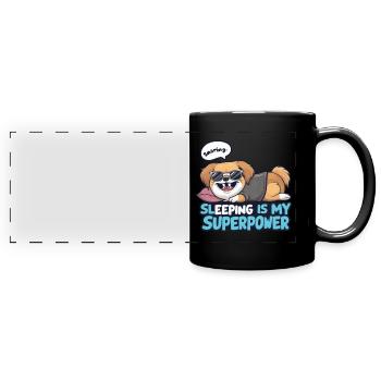 Süßer schlafender Pekinese für Hundeliebhaber - Panorama-Tasse farbig - Schwarz - Vorne