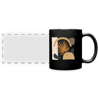 Blatt mit abstrakten Formen - Panorama-Tasse farbig - Schwarz - Vorne