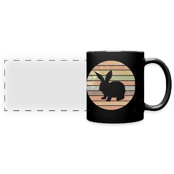 Rabbit Easter Retro Gift - Full Colour Panoramic Mug - black - Front
