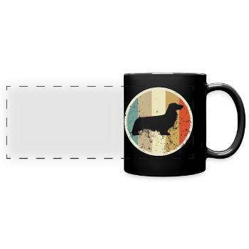 Langhaarteckel Langhaardackel Teckel Dachshund - Panorama-Tasse farbig - Schwarz - Vorne