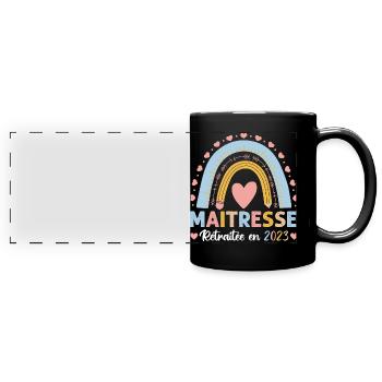 Maitresse retraitée 2023 cadeau maîtresse d' école - Mug panoramique uni - noir - Devant