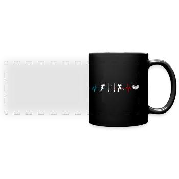 Rugby heartbeat France gift team - Full Colour Panoramic Mug - black - Front