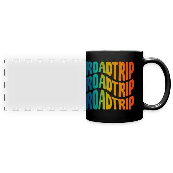 Road trip motif for unforgettable adventures - Full Colour Panoramic Mug - black - Front