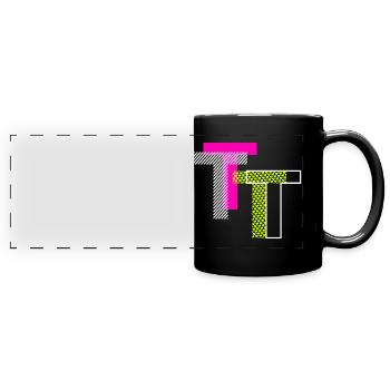 Lettre T - Mug panoramique uni - noir - Devant