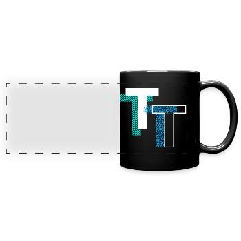 Lettre T - Mug panoramique uni - noir - Devant