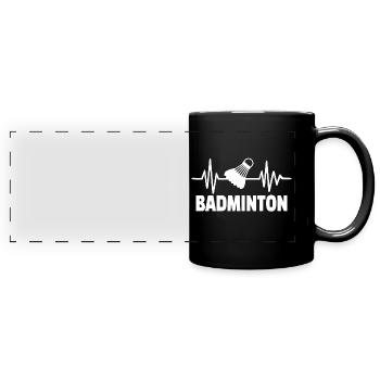 Badminton Sport Heartbeat Love - Mug panoramique uni - noir - Devant
