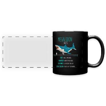 Shark megalodon facts, shark species, shark gift - Full Colour Panoramic Mug - black - Front