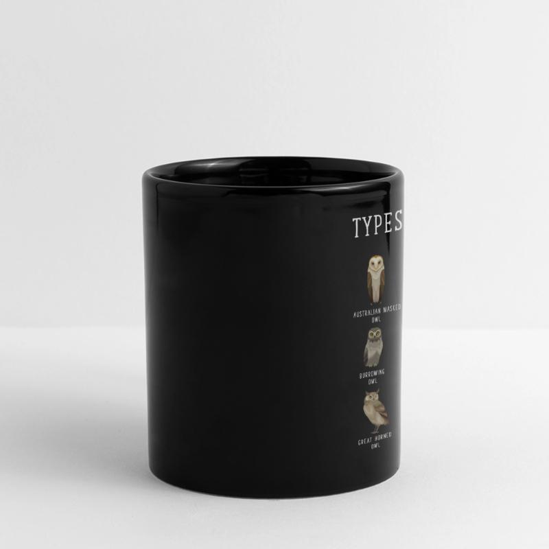 Eulentypen, Eule, Eulen, Schneeeule, Barn Owl Panorama-Tasse farbig