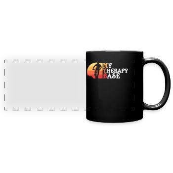 MTB, Mountainbike, Mountainbiker - Panorama-Tasse farbig - Schwarz - Vorne