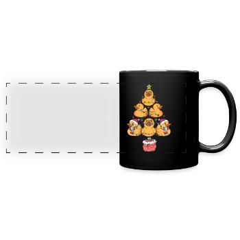 Gummi Ente Weihnachtsbaum - Panorama-Tasse farbig - Schwarz - Vorne