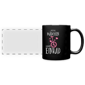 Coole Mädchen fahren EInrad - Panorama-Tasse farbig - Schwarz - Vorne