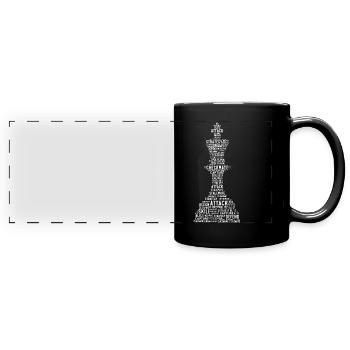 Schachkönig Word Cloud, Schachspieler - Panorama-Tasse farbig - Schwarz - Vorne