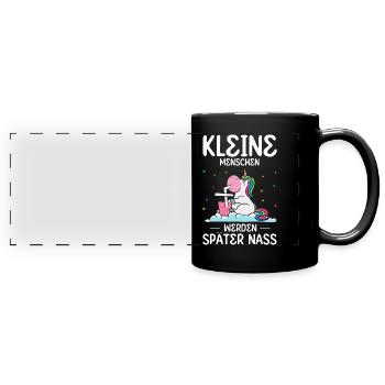 Einhorn Kleine Menschen werden später nass - Panorama-Tasse farbig - Schwarz - Vorne