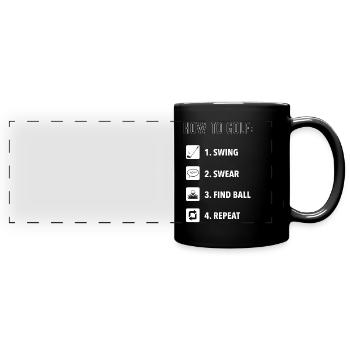 Wie Man Golf Spielt, Golfball - Panorama-Tasse farbig - Schwarz - Vorne