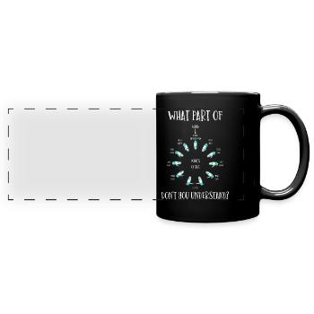 Mann Über Bord Manöver, Seemann, Segeln - Panorama-Tasse farbig - Schwarz - Vorne