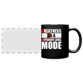 GOD MODE, size on a different level - Full Colour Panoramic Mug - black - Front
