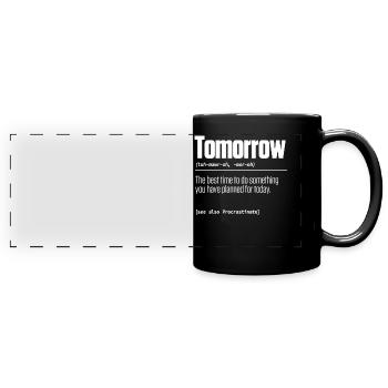 Morning Dictionary , Hesitation - Full Colour Panoramic Mug - black - Front