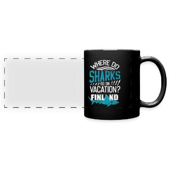 Shark Week, Sharks, Shark Jokes - Full Colour Panoramic Mug - black - Front
