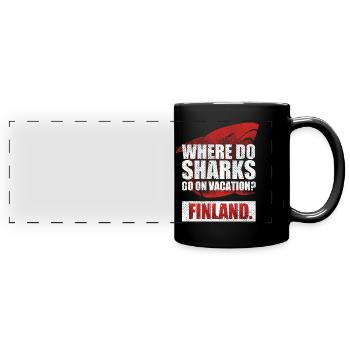 Shark Week, Sharks, Shark Jokes - Full Colour Panoramic Mug - black - Front
