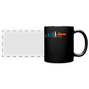 Billardentwicklung, Poolspiel, Billardspieler - Panorama-Tasse farbig - Schwarz - Vorne