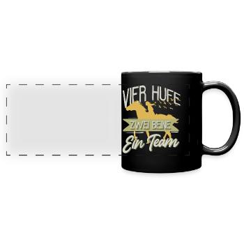 Cavalier, Équitation, Chevaux, Équitation, Port de voyage - Mug panoramique uni - noir - Devant
