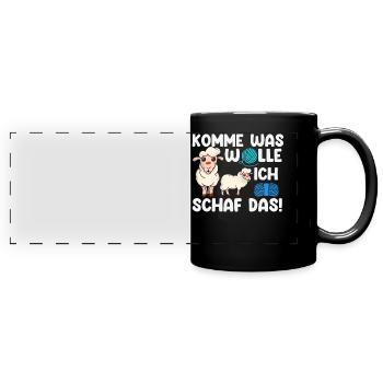 Schaf, Hirte, Schafhirte, Schafzucht - Panorama-Tasse farbig - Schwarz - Vorne