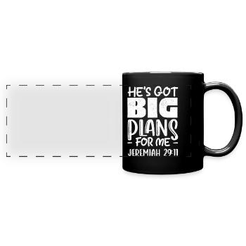 He has big plans for me, Jeremiah 29:11 Psalm - Full Colour Panoramic Mug - black - Front