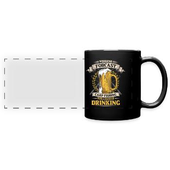 Carp fishing and drinking. - Full Colour Panoramic Mug - black - Front