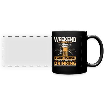 Carp fishing and drinking. - Full Colour Panoramic Mug - black - Front