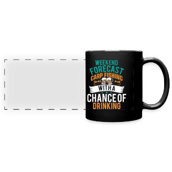 Carp fishing and drinking. - Full Colour Panoramic Mug - black - Front