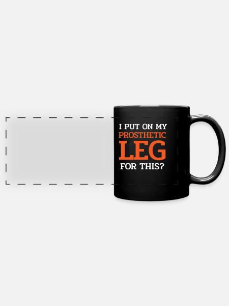Beinprothese, Prothese, Amputierter, Amputation - Panorama-Tasse farbig - Schwarz